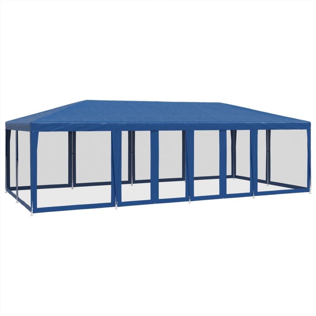 vidaXL Tenda per Feste con 12 Pareti Laterali in Rete Blu 8x4 m HDPE