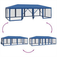 Tenda per Feste con 12 Pareti Laterali in Rete Blu 8x4 m HDPE 4010072