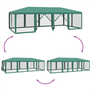 Tenda per Feste con 12 Pareti Laterali in Rete Verde 8x4 m HDPE 4010073