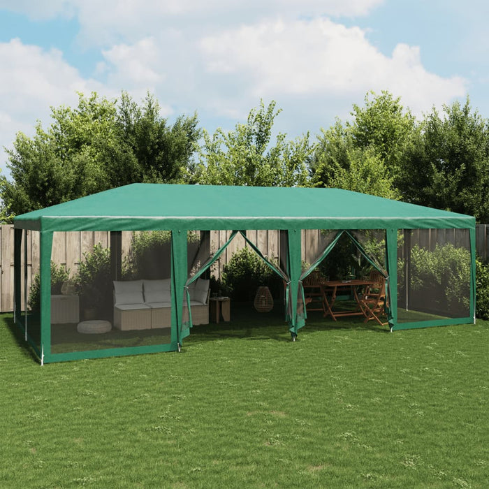 Tenda per Feste con 12 Pareti Laterali in Rete Verde 8x4 m HDPE 4010073