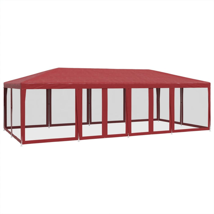 Tenda per Feste con 12 Pareti Laterali in Rete Rossa 8x4 m HDPE 4010075