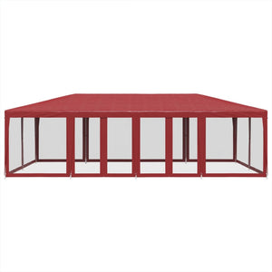 Tenda per Feste con 12 Pareti Laterali in Rete Rossa 8x4 m HDPE