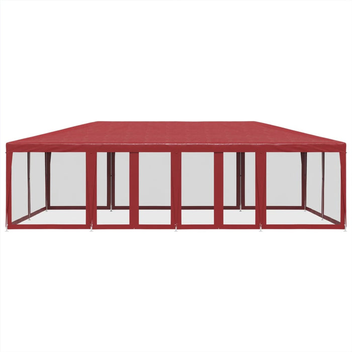 Tenda per Feste con 12 Pareti Laterali in Rete Rossa 8x4 m HDPE
