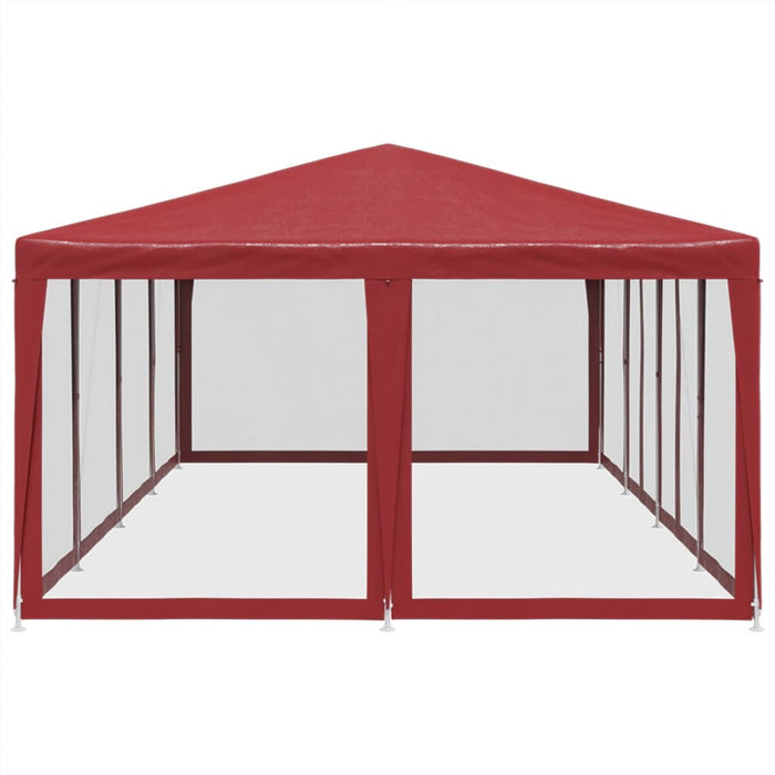 Tenda per Feste con 12 Pareti Laterali in Rete Rossa 8x4 m HDPE 4010075