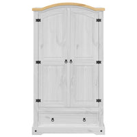 Armadio Corona Bianco 102x52x186 cm in Legno Massello di Pino 4012157