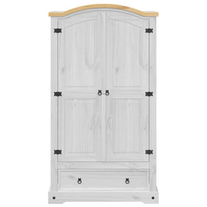 Armadio Corona Bianco 102x52x186 cm in Legno Massello di Pino 4012157