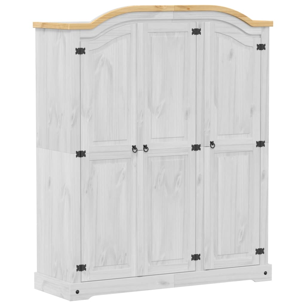 Armadio Corona Bianco 151,5x52x186 cm in Legno Massello di Pino 4012159