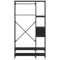 Appendiabiti con Scaffali Nero in Legno Multistrato 847859