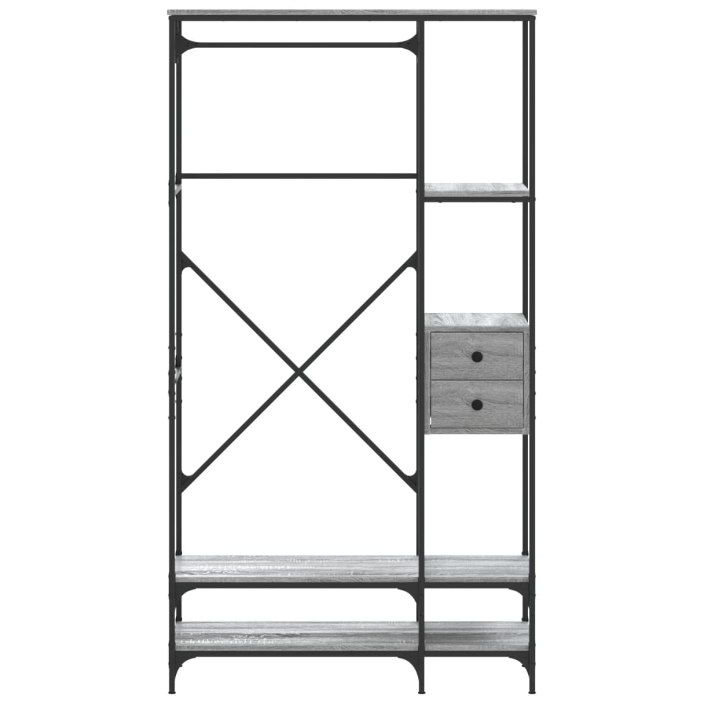 Appendiabiti con Scaffali Grigio Sonoma in Legno Multistrato 847862