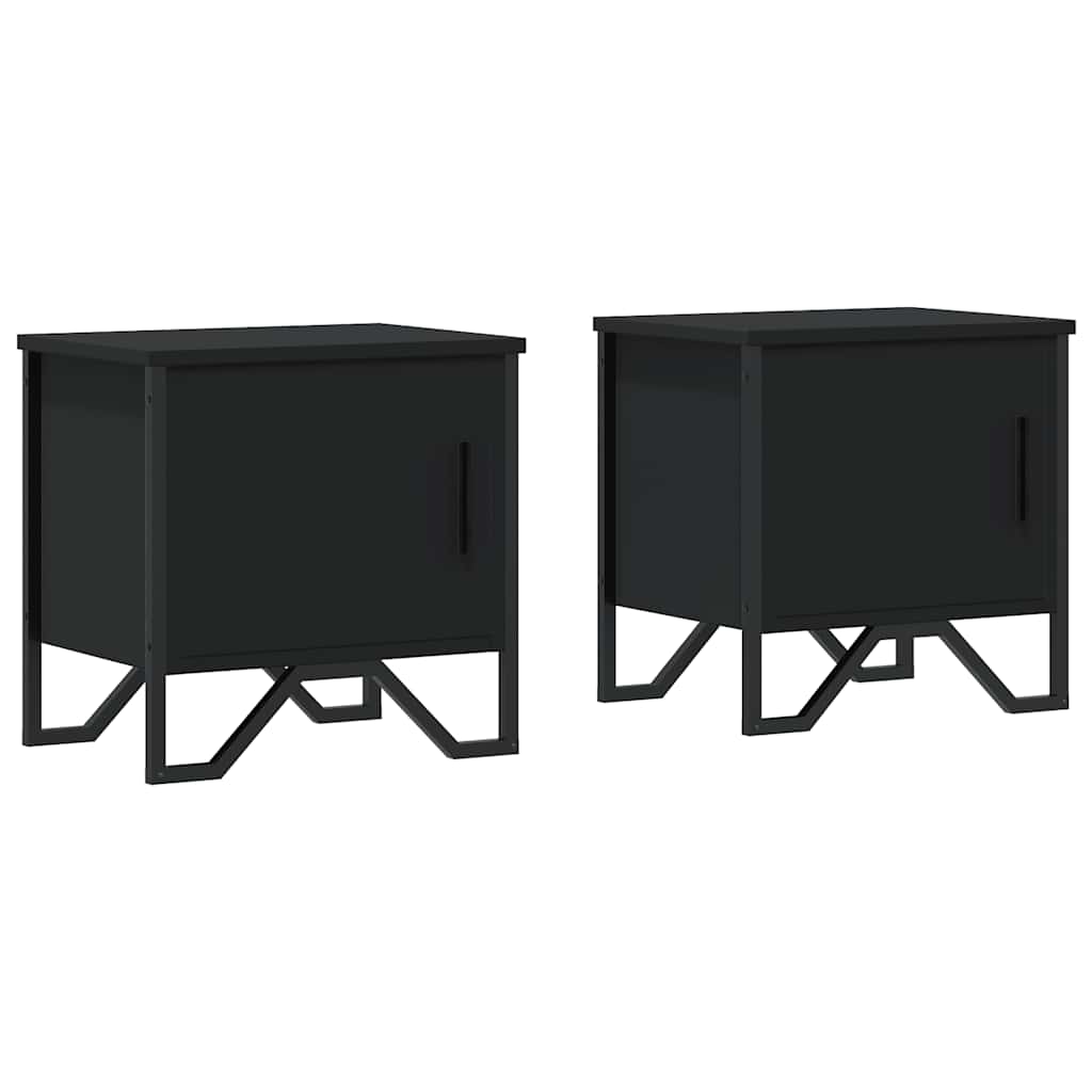 Comodini Neri 2 pz-Set di 2 Tavolino da notte 40x30x40 cm in Legno Multistrato 860231