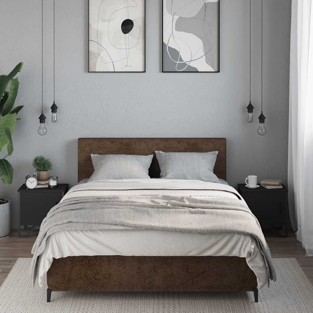 Comodini Neri 2 pz 40x30x40 cm in Legno Multistrato 848515