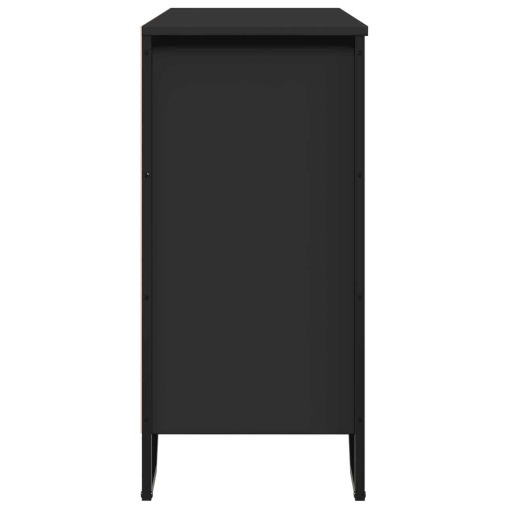 Credenza-Buffet-Armadio da cucina Nera 91x35,5x74,5 cm in Legno Multistrato