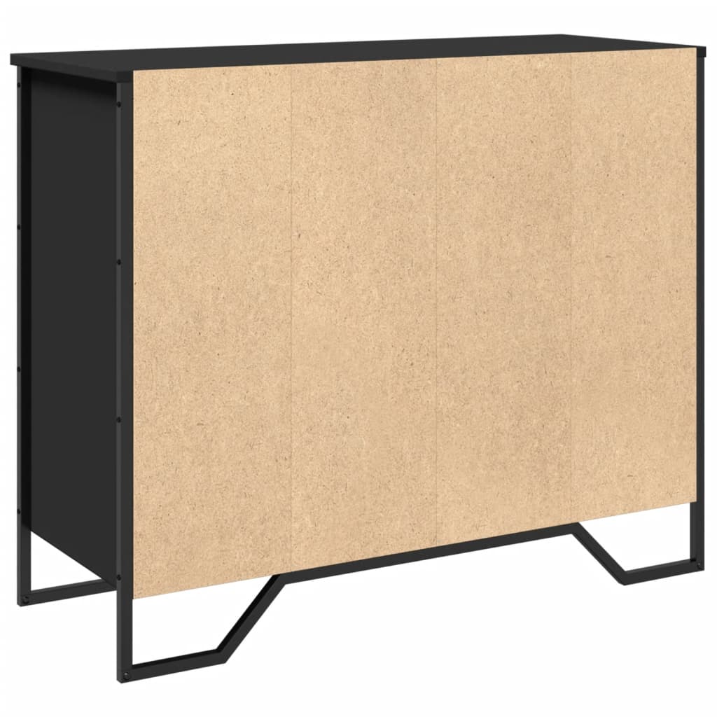 Credenza-Buffet-Armadio da cucina Nera 91x35,5x74,5 cm in Legno Multistrato