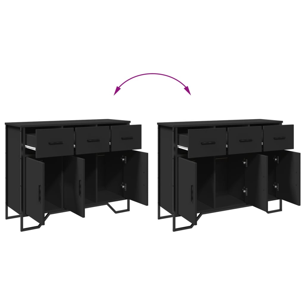 Credenza-Buffet-Armadio da cucina Nera 97x32,5x74,5 cm in Legno Multistrato