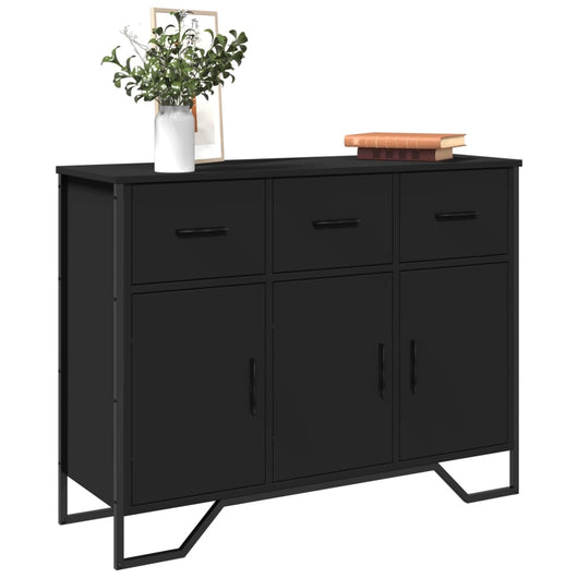 Credenza-Buffet-Armadio da cucina Nera 97x32,5x74,5 cm in Legno Multistrato
