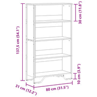 Libreria Nera 80x31x137,5 cm in Legno Multistrato 848629