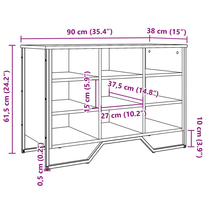 Scarpiera scarpiera mobile portaoggetti ingresso corridoio soggiorno 90 x 38 x 61,5 cm derivati ​​del legno Nero 02_0022030