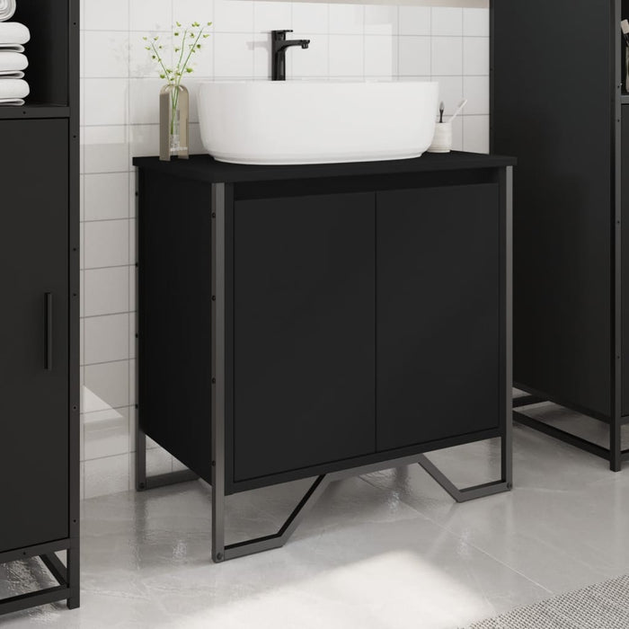 Mobile Lavabo Bagno-Armadietto da bagno Nero 60x35x60 cm in Truciolato