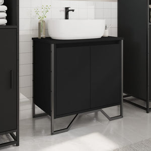 Mobile Lavabo Bagno Nero 60x35x60 cm in Truciolato 848654