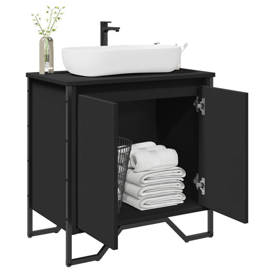 Mobile Lavabo Bagno-Armadietto da bagno Nero 60x35x60 cm in Truciolato