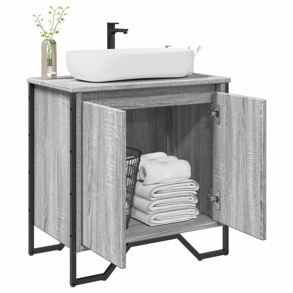 Mobile Lavabo Bagno-Armadietto da bagno Grigio Sonoma 60x35x60 cm in Truciolato