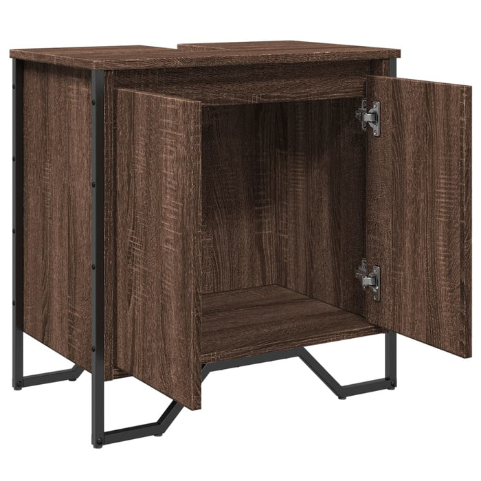 Mobile Lavabo Bagno-Armadietto da bagno Rovere Marrone 60x35x60cm in Truciolato