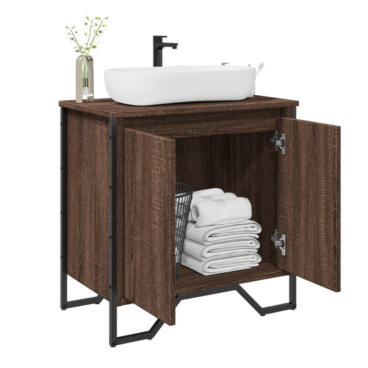 Mobile Lavabo Bagno-Armadietto da bagno Rovere Marrone 60x35x60cm in Truciolato