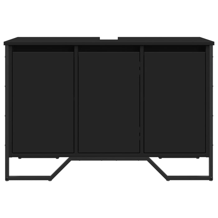 Mobile Lavabo Bagno Nero 91x35x60 cm in Truciolato 848659
