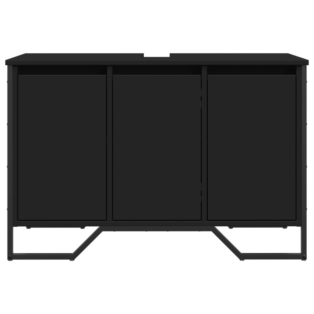 Mobile Lavabo Bagno Nero 91x35x60 cm in Truciolato 848659