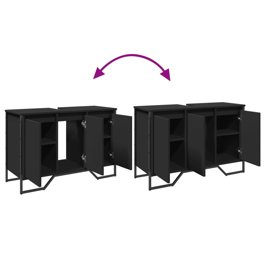 vidaXL Mobile Lavabo Bagno Nero 91x35x60 cm in Truciolato