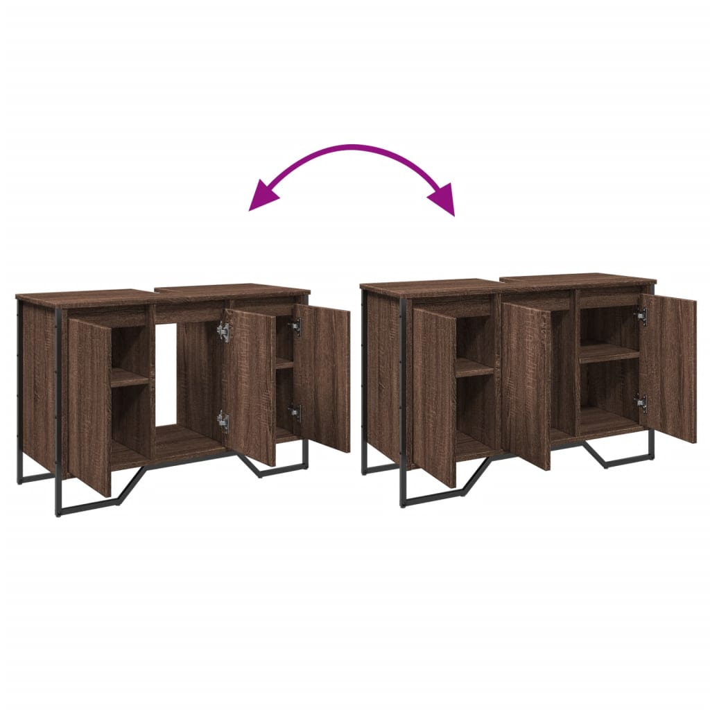 Mobile Lavabo Bagno Rovere Marrone 91x35x60cm in Truciolato