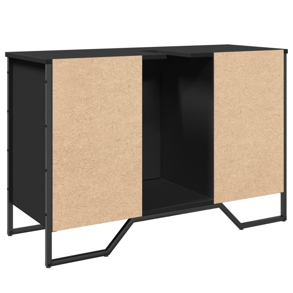 Mobile Lavabo Bagno-Armadietto da bagno Nero 91x35x60 cm in Truciolato 631765