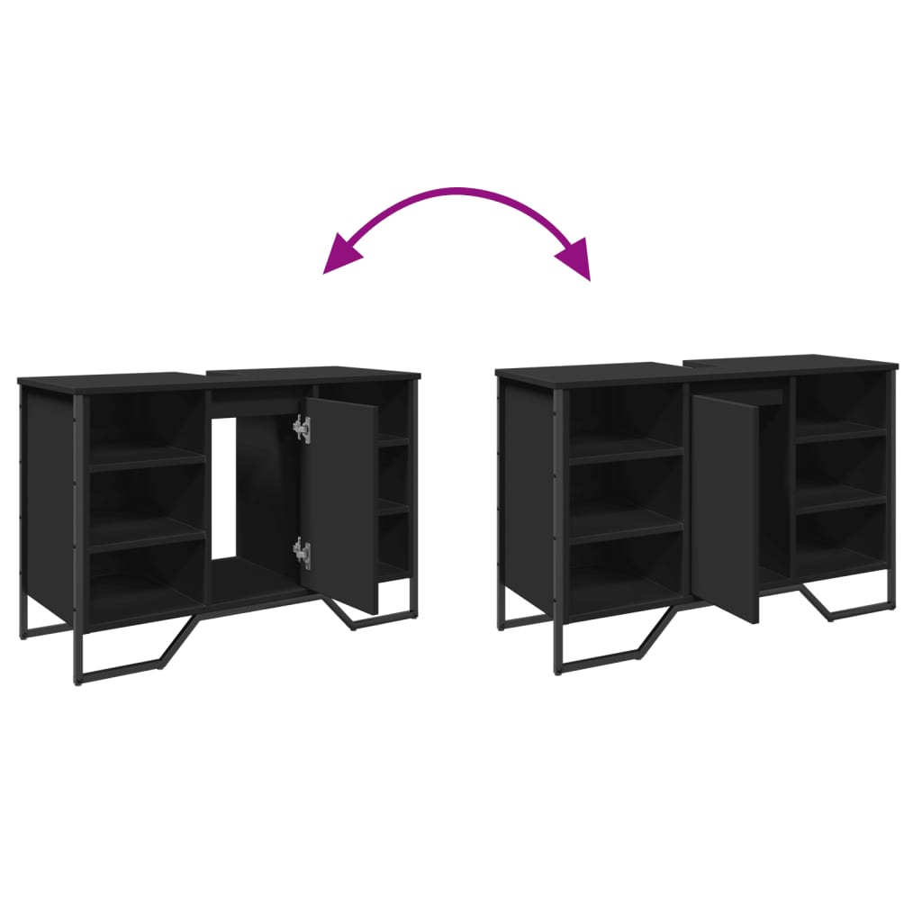 vidaXL Mobile Lavabo Bagno Nero 91x35x60 cm in Truciolato