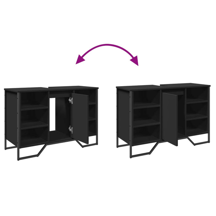 vidaXL Mobile Lavabo Bagno Nero 91x35x60 cm in Truciolato