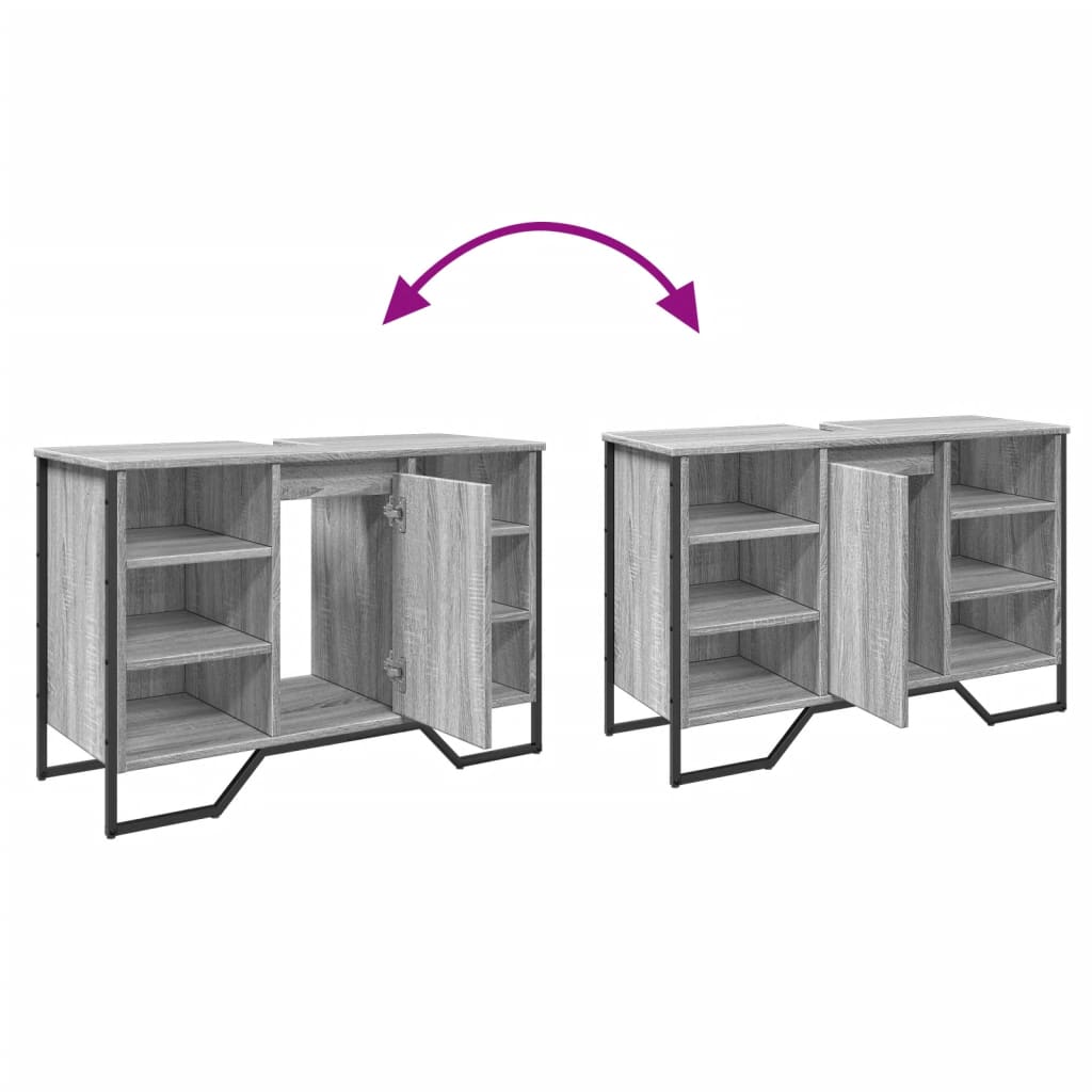 vidaXL Mobile Lavabo Bagno Grigio Sonoma 91x35x60 cm in Truciolato