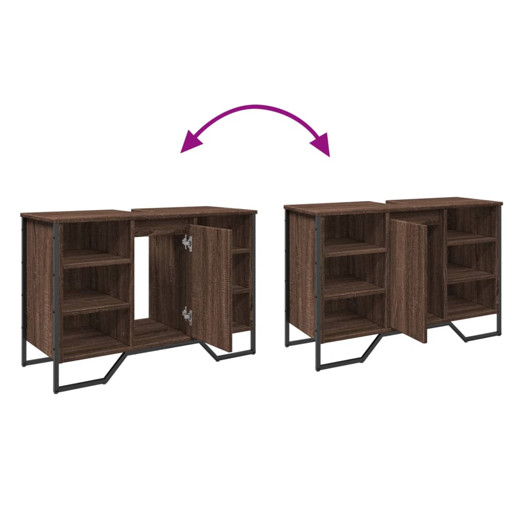 Mobile Lavabo Bagno Rovere Marrone 91x35x60cm in Truciolato