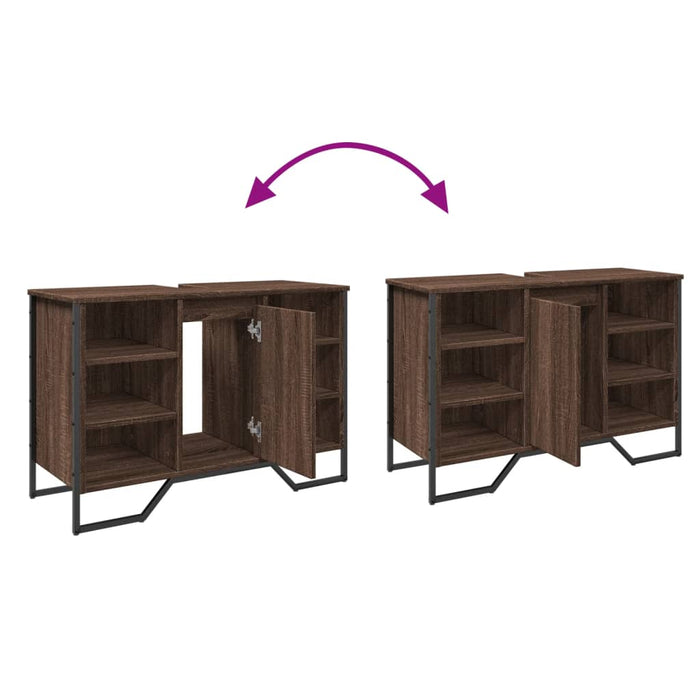 Mobile Lavabo Bagno Rovere Marrone 91x35x60cm in Truciolato