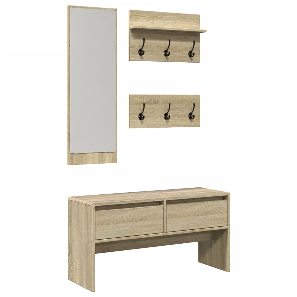 vidaXL Set Mobili da Ingresso 4 pz Rovere Sonoma in Legno Multistrato