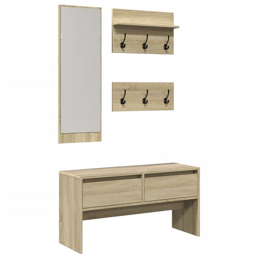 vidaXL Set Mobili da Ingresso 4 pz Rovere Sonoma in Legno Multistrato