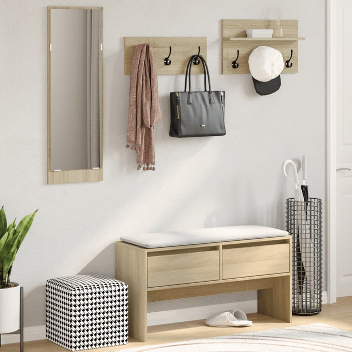 vidaXL Set Mobili da Ingresso 4 pz Rovere Sonoma in Legno Multistrato