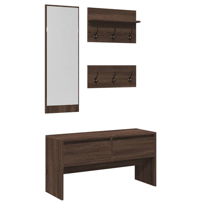vidaXL Set Mobili da Ingresso 4 pz Rovere Marrone in Legno Multistrato