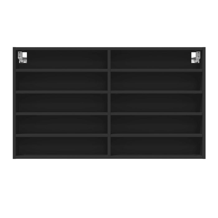 Armadietto con Vetrina Nero 100x15x58 cm Legno Multistrato