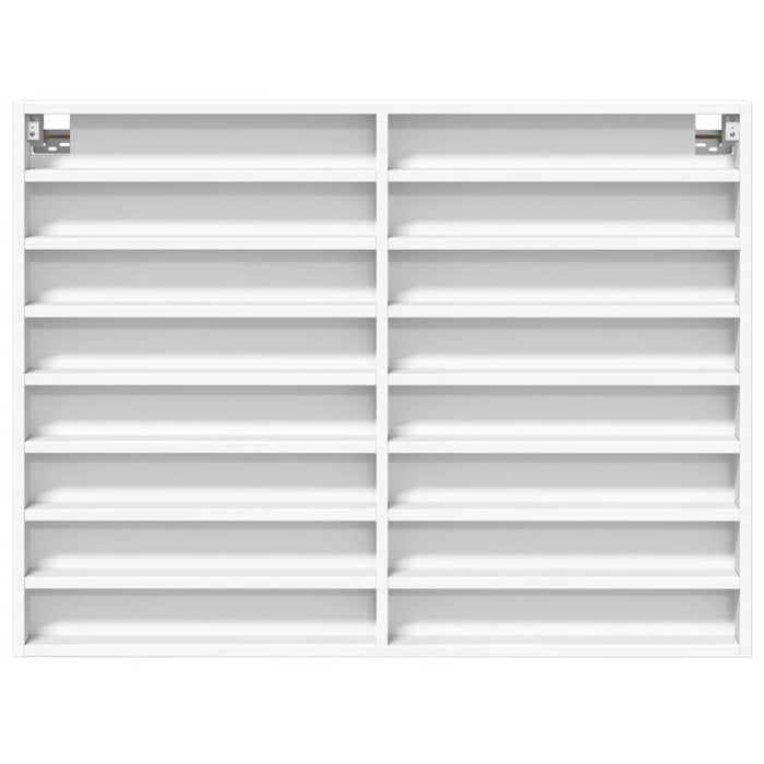 Armadietto con Vetrina Bianco 100x8,5x75 cm Legno Multistrato