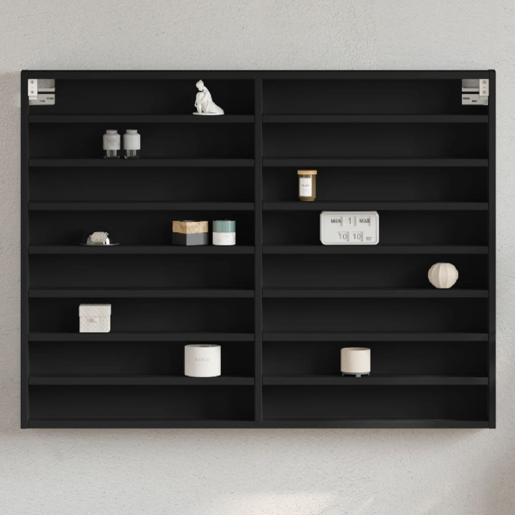 vidaXL Armadietto con Vetrina Nero 100x8,5x75 cm Legno Multistrato