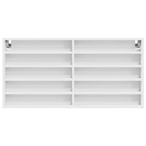 Armadietto con Vetrina Bianco 100x8,5x50 cm Legno Multistrato