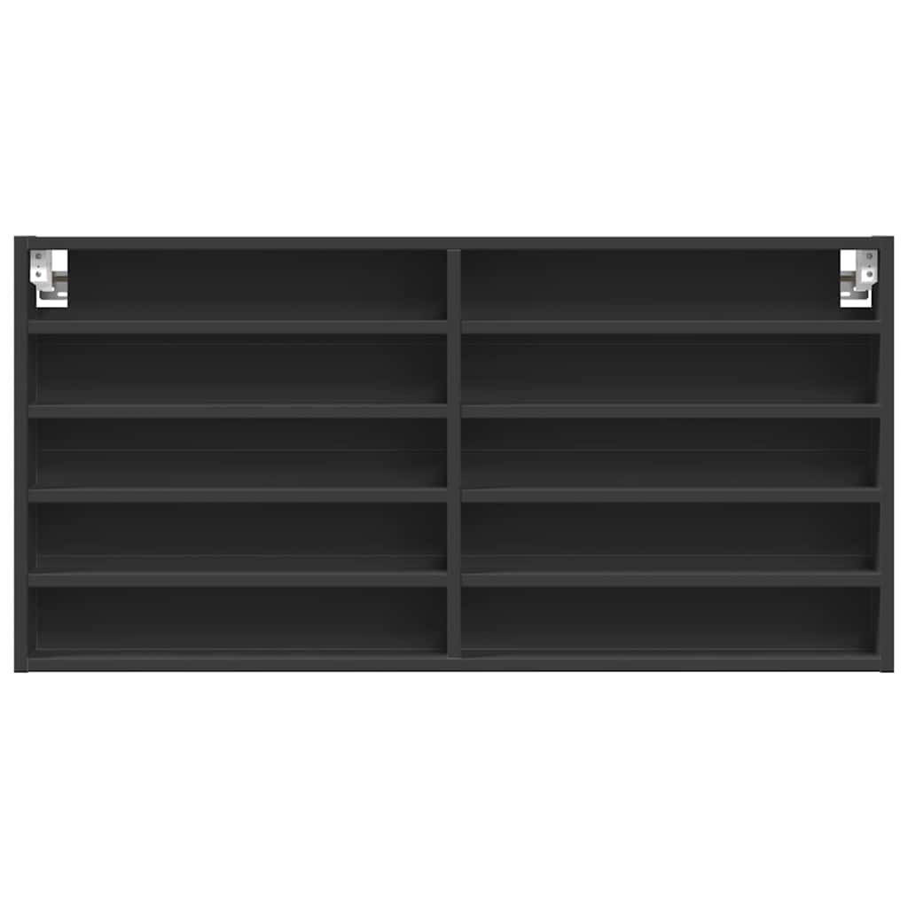 Armadietto con Vetrina Nero 100x8,5x50 cm in Legno Multistrato 847948