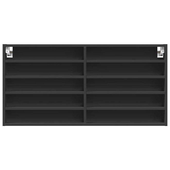 Armadietto con Vetrina Nero 100x8,5x50 cm in Legno Multistrato 847948