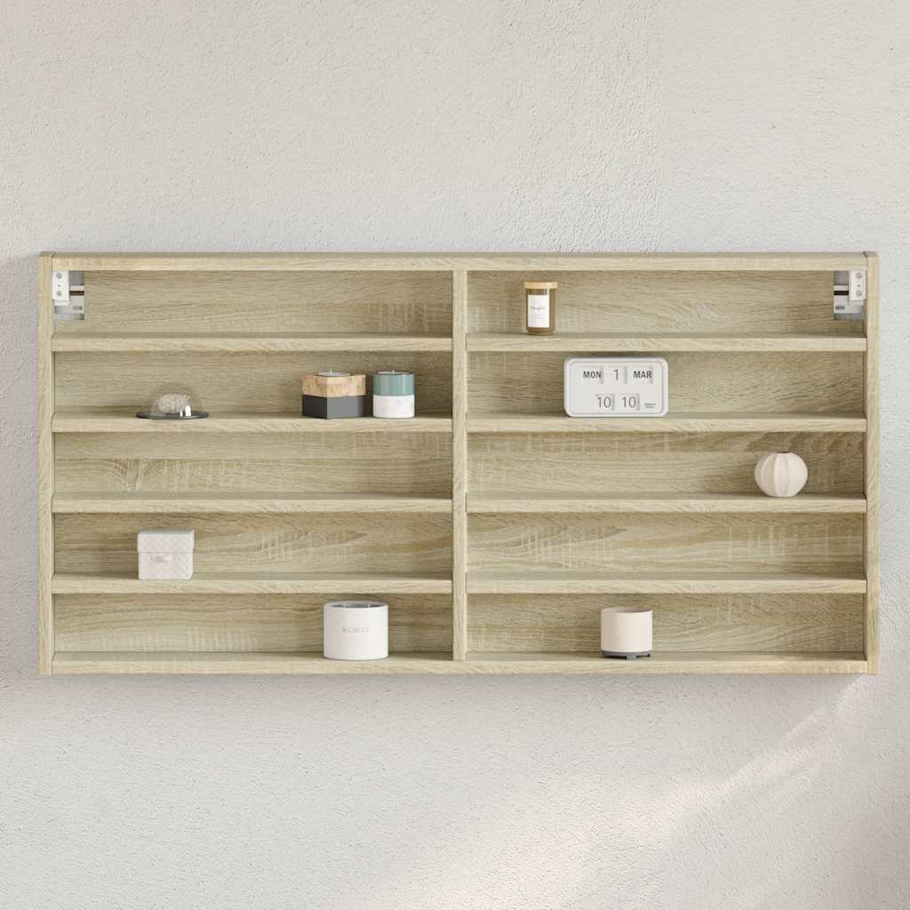 vidaXL Armadietto Vetrina Rovere Sonoma 100x8,5x50cm Legno Multistrato