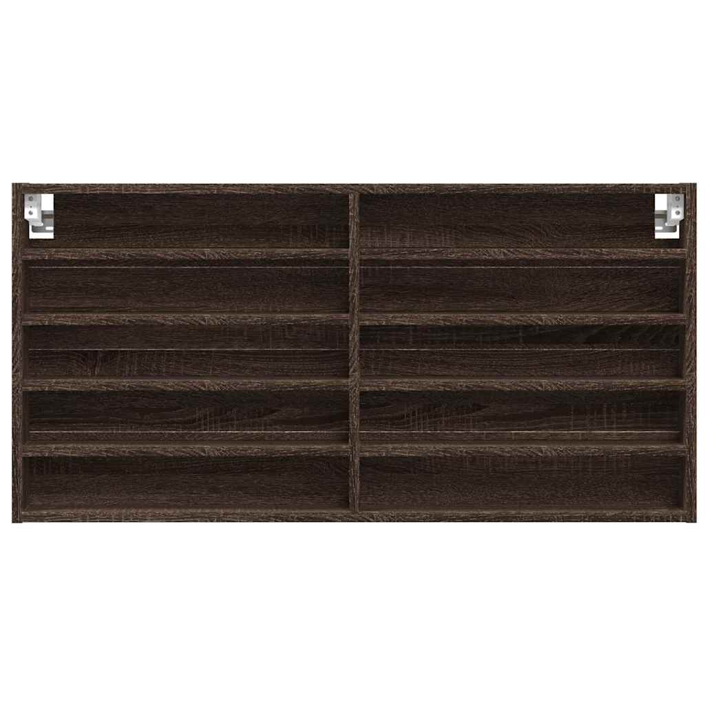 Armadietto Vetrina Rovere Marrone 100x8,5x50 Legno Multistrato