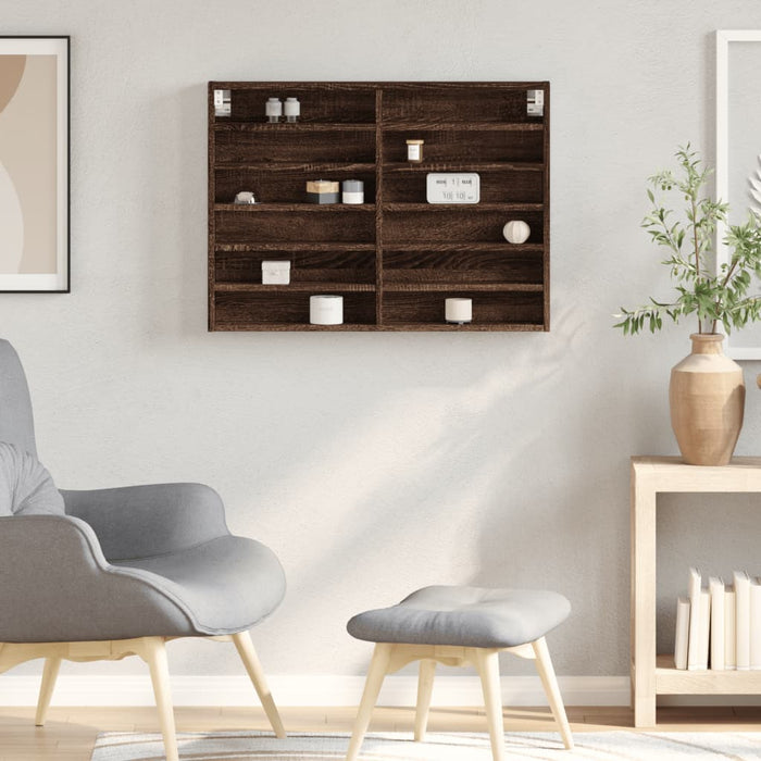 vidaXL Armadietto Vetrina Rovere Marrone 80x8,5x58cm Legno Multistrato